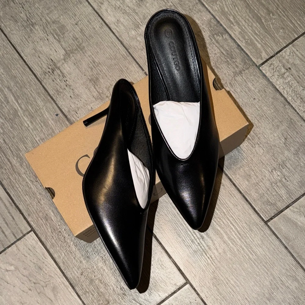 Black Women's Mules with kitten heel - Picture 5 of 7